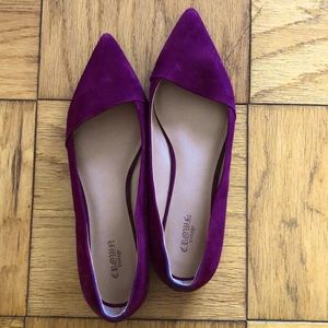 Plum crown vintage pointy toe suede flats